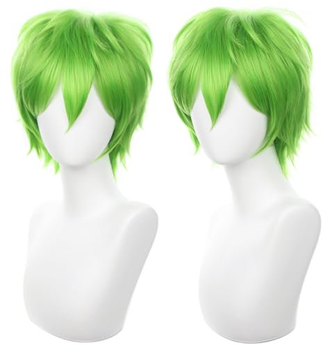COSPLAZA Grün Cosplay Perücke Kurz Stachelig Flauschig Hitzebeständig Geschichtetes Synthetisches Haar Männer Frauen Halloween Party Perücke