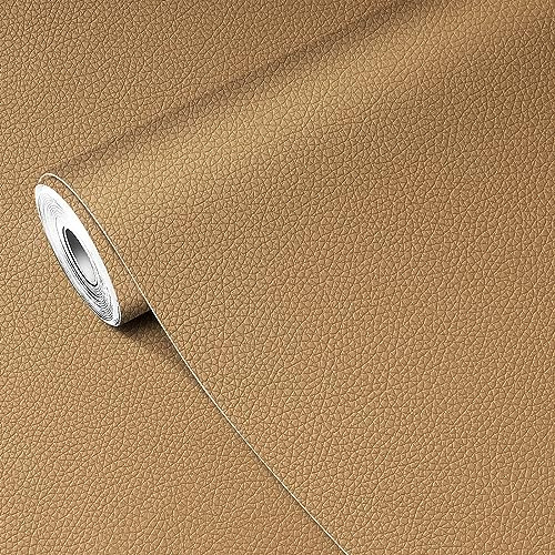 MICTER Cuero Adhesivo, 40x200cm Cuero Adhesivo para Tapizar, Polipiel Adhesiva Piel para Tapizar para Muebles, Sofá, Asiento de Coche, Silla de oficina, Reparación y Renovación (Beige#39)