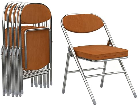 Chleby Set di 6 Sedie Pieghevoli in Tessuto Imbottita, 46x48x79 cm | Sedia Pieghevole Salvaspazio, Struttura in Acciaio, portata 175 kg, per Cucina, Interno,Esterno, Ufficio, Sala da Pranzo