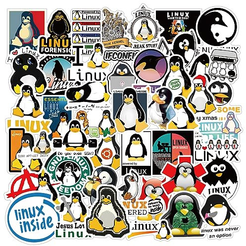 Linux Stickers 62pcs Work Decals Aesthetic Waterproof Vinyl Pack Stickers for Water Bottle Laptop Kids Adults Teens Girls Phone Skateboard DIY Decorative Supplies Activities Party