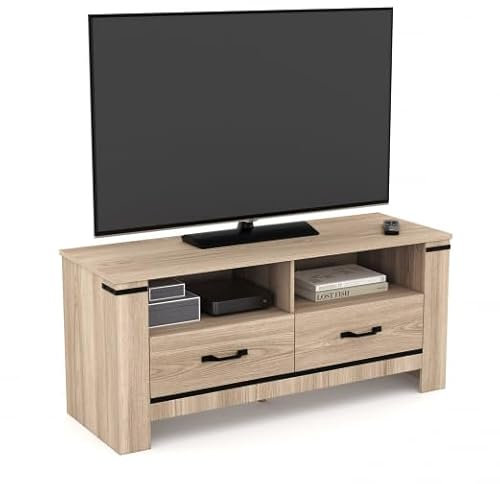 IDMarket - Meuble TV 113 cm Idaho 2 tiroirs Design Contemporain