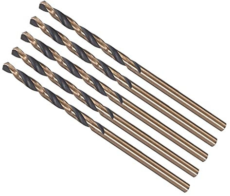 CoCud Torsion Foret Mèches, 2,5 mm Coupe Bord, Titane & Nitrure Revêtement Haute Vitesse Acier 4341 Rond Tige - (Applications: pour Inox Acier Perçage Machine), 5-Pièces