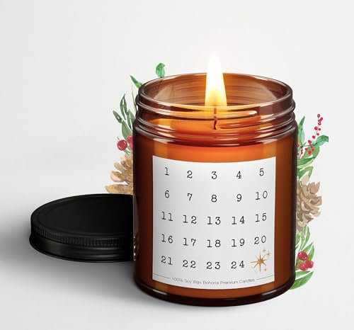 BOHORIA® Premium Duft-Kerze aus natürlichem Sojawachs – Enthält natürliche ätherische Öle Kerze im Glas 2023 Update (Adventskalender Edition)