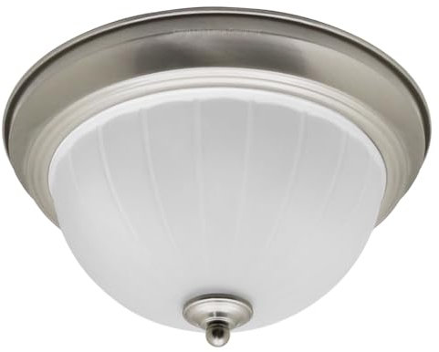 Long Life Lamp Company Flush Mounted Brushed Chrome Ceiling Light Frosted Glass Dome Shade Metal Surround IP44 Bathroom, Home (Brush Chrome H3113)