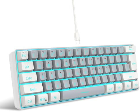Snpurdiri 60% Wired Gaming Keyboard, RGB Backlit Mini Keyboard, Waterproof, Small, Ultra-Compact, 61 Keys, Keyboard for PC/Mac Gamers, Typists, Travel, Easy to Use