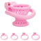 SeLgurFos Chastity Cage Negative Belüftung Keuschheitskäfig Herren mit 4 Cock Rings Male Klein Fischkorb Peniskäfig BDSM Sklave Bondage SM Sexspielzeug für Männer (Pink)