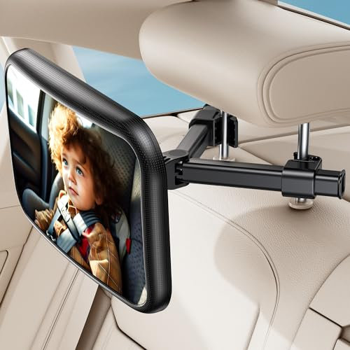 Baby Car Mirror for Car Seat Safely Mirror Hook Clip Design for Rear Facing Infant Newborn 360° Rotation Backseat Mirrors with Wide Clear View, Shatterproof, Easy Install Baby Essentials