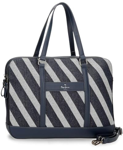Pepe Jeans Celine Laptoptasche 39,6 cm (15,6 Zoll), Blau, 41 x 30 x 14 cm, Polyester, mit Details aus Kunstleder von Joumma Bags, blau, Laptoptasche
