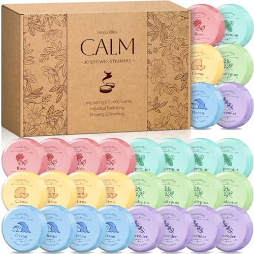 Shower Steamers 30 PCS with Individually Wrapped, Shower Bombs for Women with 6 Rich Scents, Rose Peppermint Citrus Eucalyptus Ocean Lavender, Mother's Day Valentines Birthday Present for Mom Wife Men
