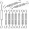 Spannschloss Seilspanner, M4 Wirbel, Seilspanner, 304 Edelstahl Verstellbare Wirbelhaken CC, 10 Stück, Spannhaken für Markise, Seil oder Wäscheleine Spannen (Silber)
