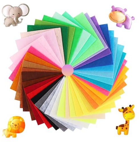 UKOFEW 40 Farben Filzstoff,10CM*10CM Filz zum Basteln,Bastelfilz Vliesstoff,Bunter Filzstoff,Kinder Vliesstoff Stoff Filzplatten,zum DIY Handwerk Nähen Manual Decoration