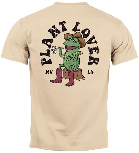 Neverless® Backprint T-Shirt Herren Rückendruck und Brustlogo Frosch Plant Lover Streetstyle Fashion Natur S