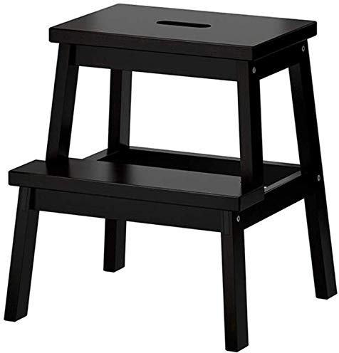 SORVA Tabouret d'escalade d'intérieur, escabeau Utilitaire en Bois à 2 marches/Chaise à échelle, Tabouret Tair, escabeau Mobile élargi, Outil de Jardin pour la Maison/Noir