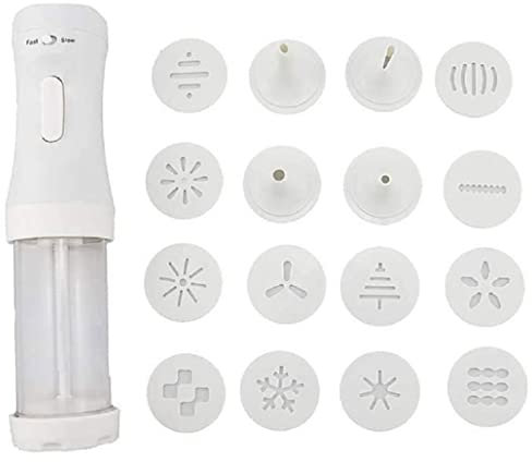 Electric Cookie Press Maker Kit Biscuit Making Machine with 4 Nozzles 12 Cookie Discs (No Battery) Decorating Tools