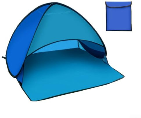 Refugio compacto y ligero para tienda de playa, toldo portátil con bolsa de transporte (azul)