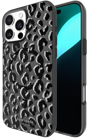 Kate Spade New York iPhone 16 Pro Max Case - Compatible with MagSafe - Designer Phone Case - City Leopard Black