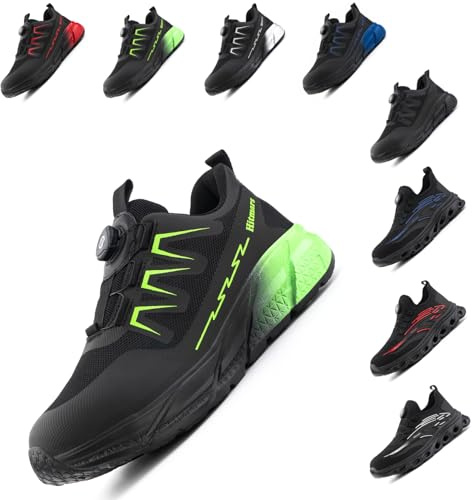 Hitmars Safety Trainers Men Ladies Safety Shoes Womens Work Shoes Steel Toe Cap Site Composite Comfortable Non Slip ER-2 Green 4UK