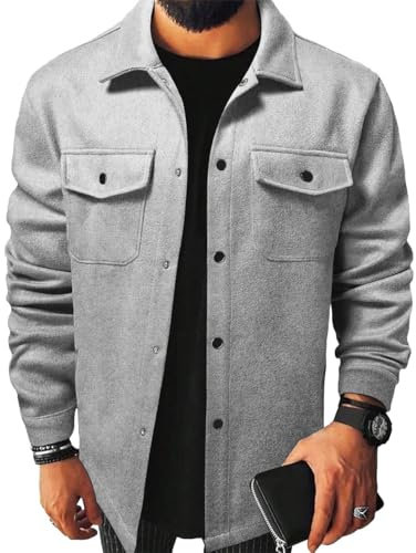 ZUOYIMEI Jacke Herren Leichte Komfortabel Übergangsjacke Herren Mode Trend Langarm Jacke Herren Outdoorjacke Herren Casual Jacke Herren A-Light Grey M