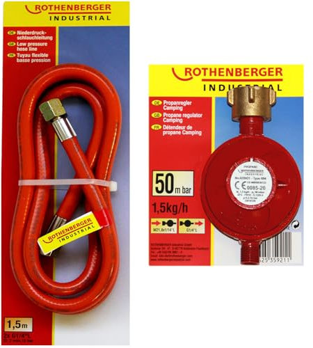 sopomarkt24 Gasschlauch-Set 359 – Propan-Regler mit Druckminderer und Schlauchleitung für Gasgrill, Gaskocher und Heizstrahler