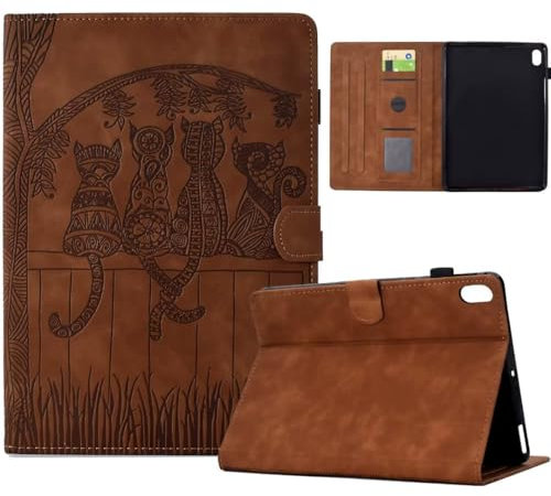 Vaitasy Hülle für iPad mini 7 (A17 Pro) 2024/ iPad mini 6 8.3 Zoll Nette Katze Silhouette Muster PU Leder mit Multi-Winkel Folio Schutzhülle iPad mini 6 Braun