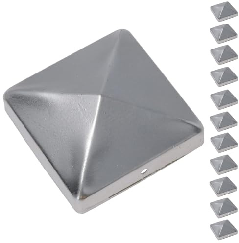 Metal Fence Post Caps for Fence Posts 100mm x 100mm Protector Cover Silver 12pc