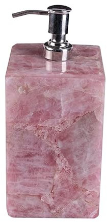 Rosenquarz-Seifenpumpe I Quarz-Handwaschpumpe I Rosenquarz-Lotionspumpe I Rosenquarz-Seifenspender I Quarz-Geschenkpumpe 7,6 x 7,6 cm