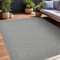 WONGS BEDDING Outdoor Teppich Wetterfest 160 x 220cm, Flachgewebe Sisaloptik Outdoorteppich, Modern Wohnzimmer Balkon Teppich für Terrasse, Garten, Küche, Anthrazit