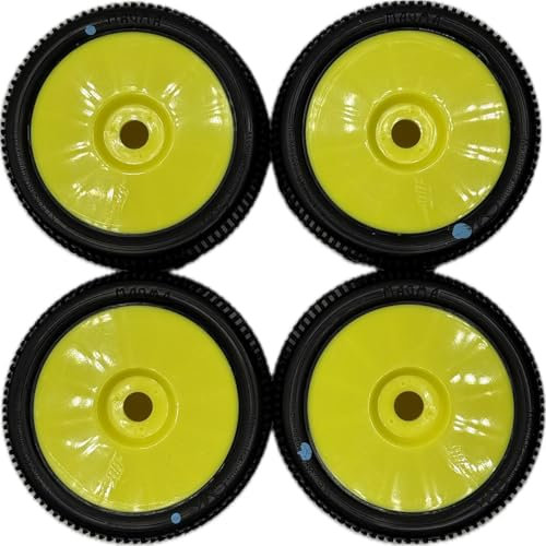 Reifen 6 Mik Magma auf gelber Felge, Gummi, blau, montiert und geklebt – Buggy TT RC 1/8 – ferngesteuertes Auto – Wettbewerbe – Set mit 4 Reifen