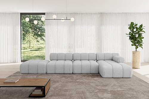 ALTDECOR Modulares Sofa Ecksofa in L-Form Corner modular Sofa Eckcouch Couch Wohnlandschaft Cauchsofa Polstersofa Lizur-L2-380x160x70 cm Hellgrau