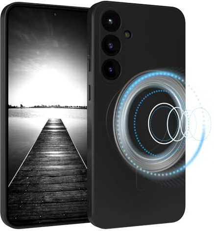EAZY CASE - Silikonhülle magnetisch für Galaxy S25 Plus Hülle Silikon Schwarz weich stoßfeste Magnet Handyhülle Schutzhülle mit Kameraschutz Dünn Schutz Cover TPU Bumper in Mattschwarz