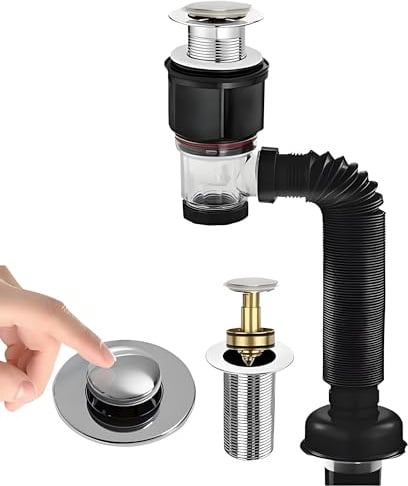 AGSYFFD Tuyau d'évacuation flexible – Ensemble complet de tuyau de vidange réglable pour évier de salle de bain, tuyau de vidange anti-odeur, extensible de 29 à 95 cm pour drainage mural/sol