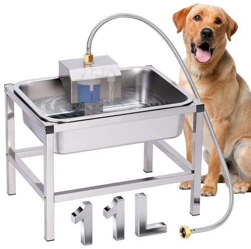 11L Abbeveratoio Automatico Cani,Ciotole Per Cagon Rialzate Con Stand In Metallo,Ciotola Galleggiante Cagonlion,Acciaio Inox Abbeveratoio per Cani da Esterno Gran Capacità per Cagon Medi E Grandi