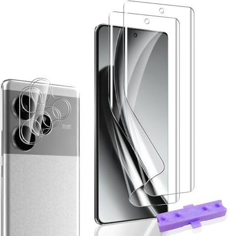 Bekiikoo Protector de Pantalla para Realme GT 6/6T y Protector de Lente para cámara [2+2 Piezas], Antihuellas, Antiarañazos, HD Transparente, [No Vidrio Templado], para Realme GT 6/6T