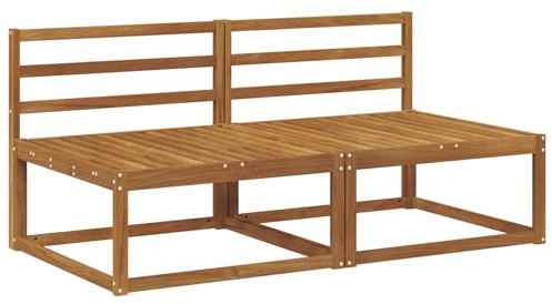vidaXL 2 Stück Outdoor Mittelsofa Natur 158 x 83 x 73 cm, Balkon Gartenmöbel, modernes modulares Design, langlebige Entspannung, Elegante Flexibilität