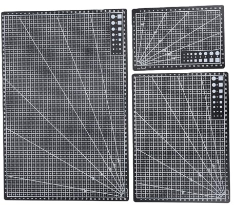 RIZGHWOY Schneidematten-Set, 3er-Pack, Schwarze, Rutschfeste PVC-Unterlage, A3, A4, A5, für Stoff, Nähen, Scrapbooking, Bastelprojekte