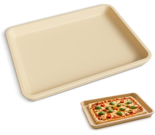Wundermix Stoneware Backblech 41x30,5 cm aus Cordierit für Kuchen und Brot | Unglasiertes Steingut für Backofen, Grill und Mikrowelle – knusprige Pizza, Flammkuchen, Brot, Brötchen und Blechkuchen