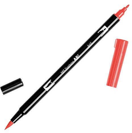 Tombow ABT-845 Fasermaler Dual Brush Pen mit zwei Spitzen, carmine, 1 Stück (1er Pack)
