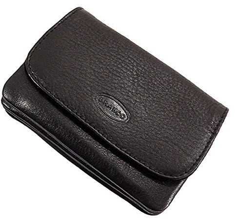 Branco praktische kleine Leder Herren Gürtelbörse aus Rindleder, Geldbörse in 3 Farben Portemonnaie mit Schlaufen für Gürtel, Geldbeutel 10 x 7 cm (Schwarz)