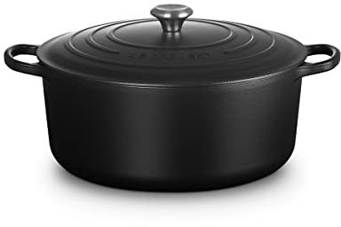 LE CREUSET Cocotte Evolution de Hierro Fundido con Tapa, Ø 34 cm, Redonda, Todas Las Fuentes de Calor Incl. inducción, 12,6 l, Negro Mate