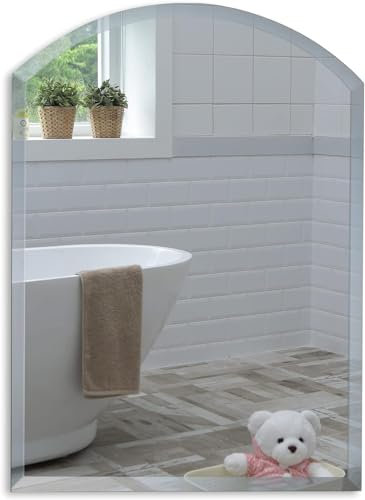Neue Design Mood® Premium Arch Bathroom Mirror, Wall Mounted Bevelled Arched Frameless Mirrors, Toilet Bedroom Hallway, (50cm x 40cm)