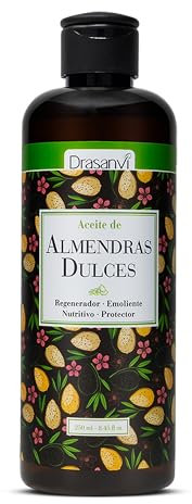 DRASANVI ACEITE DE ALMENDRAS DULCES - Especialmente nutritivo e hidratante - Ayuda a reducir arrugas y estrías - Indicado para todo tipo de pieles - VEGANO - 250ml