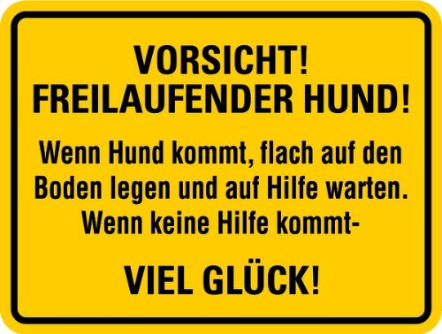 LEMAX® Hinweisschild, Vorsicht! Freilaufender Hund! 150 x 200 mm Alu geprägt 200x150mm