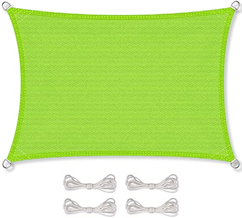 CelinaSun Sonnensegel inkl Befestigungsseile Premium HDPE wetterbeständig atmungsaktiv Rechteck 2 x 3 m grün