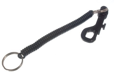SPIRAL STRETCH EXTENDING RETRACTABLE KEY RING & BELT CLIP BLACK ( pk 1 )