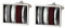 Manschettenknöpfe Onyx Perlmutt Hämatit Quarz schwarz grau weiss rot gestreifte Optik + schwarze Exklusivbox - edles Accessoire für Herrenhemden mit Umschlagmanschette