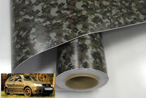 Könighaus (9,87€/m2) Woodland Digital Camo 300 x 152 cm blasenfrei mit Anleitung (Camouflage Autofolie)