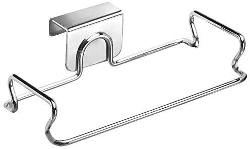 iDesign Classico Soporte para bolsas de basura, pequeño colgador de puerta en metal, colgador metálico para bolsa, plateado