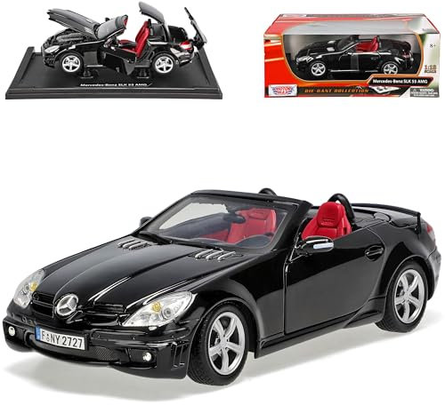 Motormax Mercedes-B SLK R171 2004-2011 55 AMG Schwarz Öffnendes Dach Coupe Cabrio 1/18 Modell Auto mit individiuellem Wunschkennzeichen