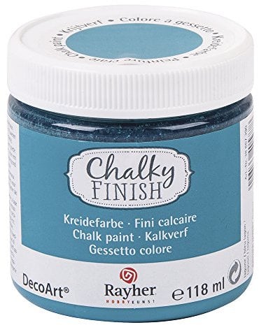 Rayher 38867390 Chalky Finish peinture craie à base d eau, peinture à la craie pour créer un style shabby-chic, vintage & maison de campagne, 118 ml, 6 x 6 x 6,4 cm, peinture pour meubles, murs, bleu lagune