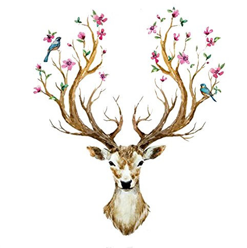 Eizur Abnehmbare PVC Wandaufkleber Wall Sticker Hirschkopf Wandtattoo Kunst Dekoration TV Background Deko